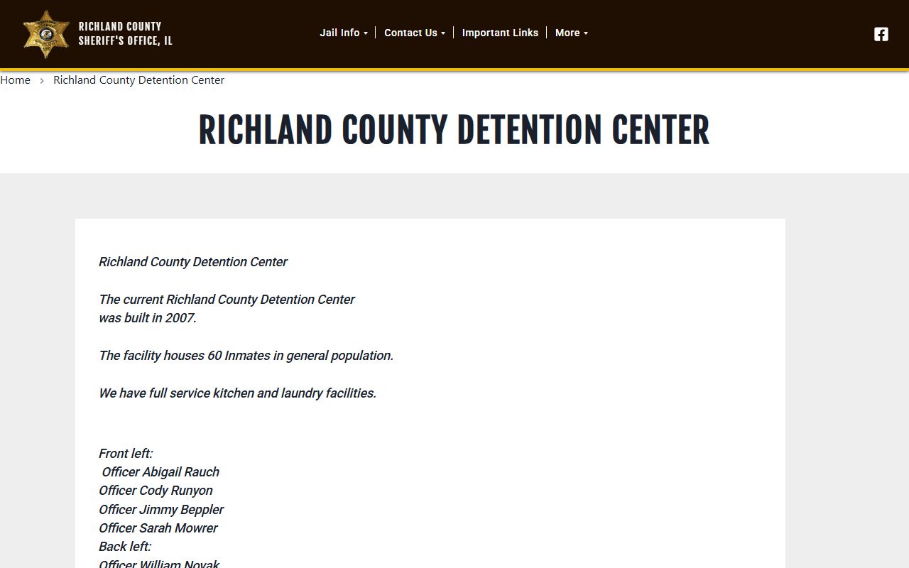 Richland County Detention Center inmate roster facility information